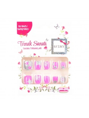 ÇOK SATAN Lukky Yıldız Baskılı Yapışkanlı Takma Tırnak Seti