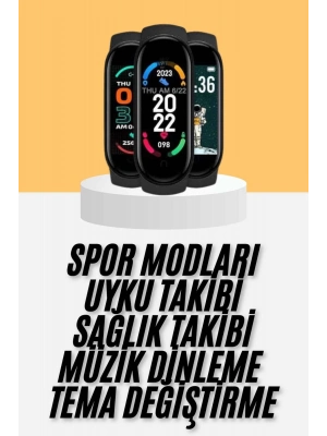 ÇOK SATAN M6 Akıllı Bileklik Siyah Adımsayar Spor Takibi Android ve İOS Uyumlu