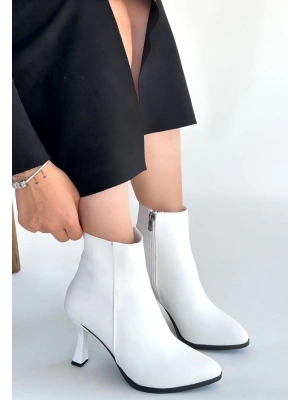 Mişha Beyaz Cilt Topuklu Bot