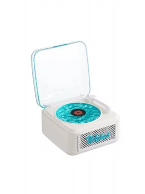 ÇOK SATAN Nostalji Mini Plak Görünümlü Radyolu Bluetooth Hoparlör 3d Ses Dalgası Retro Müzik Plak Beyaz