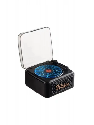ÇOK SATAN Nostalji Mini Plak Görünümlü Radyolu Bluetooth Hoparlör 3d Ses Dalgası Retro Müzik Plak Siyah