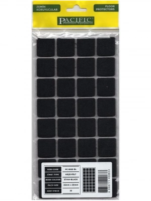 ® Pacific 6025 BL Yapışkanlı Keçe 25 mm X 25 mm Siyah