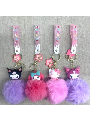 ÇOK SATAN Ponponlu Kuromi Ve Hello Kitty Anahtarlık Alk4246