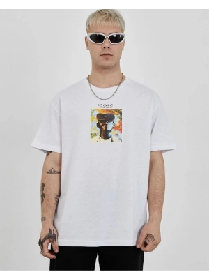 Bisiklet Yaka Baskılı Oversize T-Shirt - Beyaz