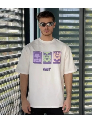 Bisiklet Yaka Baskılı Oversize T-Shirt - Beyaz