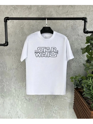 Bisiklet Yaka Kısa Kol Baskılı Çocuk T-Shirt - Beyaz