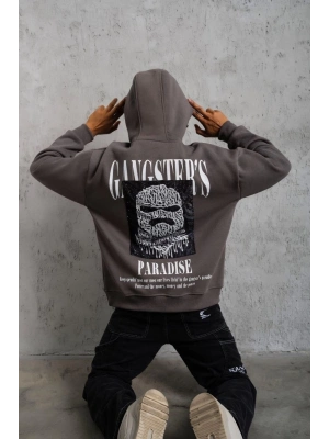 Paradise Baskılı Kapüşonlu Sweat - Gri