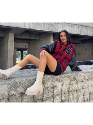 Pötikare Desen Nakışlı Kolej Ceket - Kırmızı