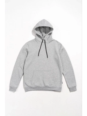 Uzun Kol Kapşonlu Basic Sweatshirt hoodie - Gri