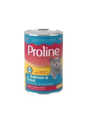 ÇOK SATAN Proline Sos İçinde Et Parçacıklı Somonlu ve Alabalıklı Yetişkin Konserve Kedi Maması 400 Gr