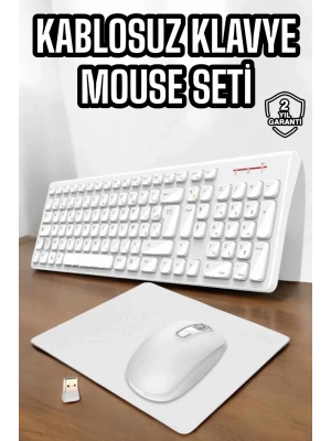 ÇOK SATAN Q Klavye Beyaz Klavye Ve Mouse Seti Kablosuz USB Girişli