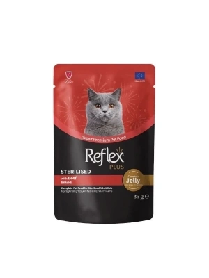 ÇOK SATAN Reflex Plus Jöle İçinde Biftekli Pouch Kısırlaştırılmış Konserve Kedi Maması 85 Gr