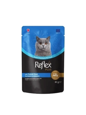 ÇOK SATAN Reflex Plus Jöle İçinde Ton Balıklı ve Alabalıklı Pouch Yetişkin Konserve Kedi Maması 85 Gr