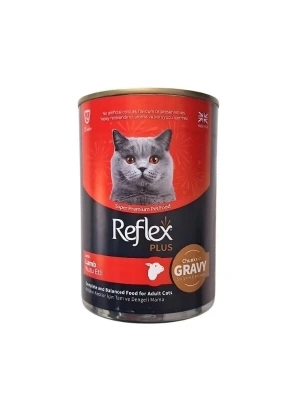 ÇOK SATAN Reflex Plus Sos İçinde Et Parçacıklı Kuzu Etli Yetişkin Konserve Kedi Maması 400 Gr