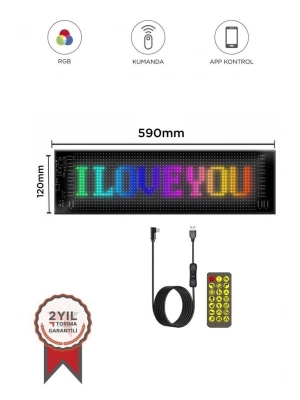 ÇOK SATAN Rp1259 Led Matrix Panel 16x96cm Telefon Kontrollü Kayar Led Animasyon Aydınlatma