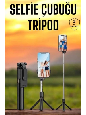 ÇOK SATAN Selfie Çubuğu Tripod Kumandalı Telefon Tutucu Siyah