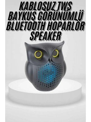 ÇOK SATAN Siyah Bluetooth Hoporlör Baykuş Speaker Bluetooth 5.0 Bağlantılı
