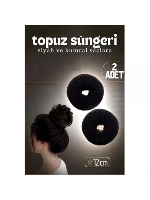 ÇOK SATAN Siyah Saç Topuz Süngeri 2 ADET 12 CM Çap 5 cm Kalınlık