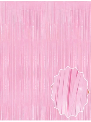 ÇOK SATAN Soft Pembe Püsküllü Kapı Perdesi - Parti, Baby Shower, Cinsiyet Partisi 1x2 M