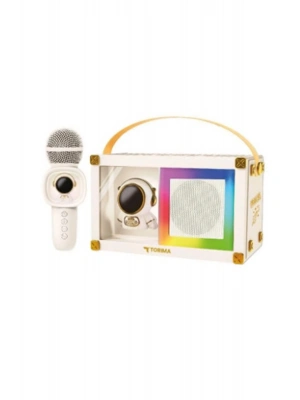 ÇOK SATAN Taşınabilir Rgb Işılı Sevimli Figürlü Mikrofonlu Karaoke Bluetooth Hoparlör Krem