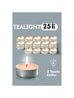 ÇOK SATAN Tealight Mum 25 Adet - Kokusuz Dekoratif Mum