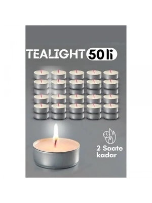 ÇOK SATAN Tealight Mum 50 Adet - Kokusuz Dekoratif Mum