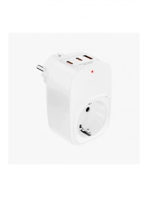 ÇOK SATAN Tekli Yüksek Voltaj Korumalı Duvar Prizi 2x Type-c 1x Usb Çıkışlı Priz Grup Priz Çoğaltıcı Beyaz