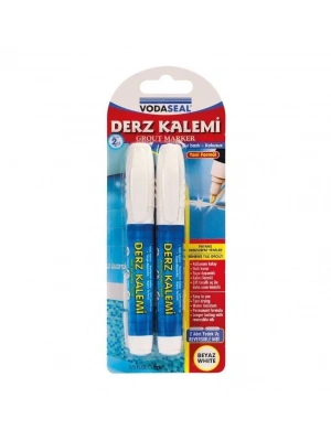 ® Vodaseal Çift Uçlu Su Bazlı Kokusuz Kalıcı Derz Kalemi Beyaz 2 Adet