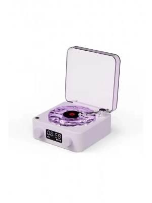 ÇOK SATAN Waves Nostalji Plak Görünümlü Bluetooth Hoparlör 3d Ses Dalgası Retro Müzik Plak Mor