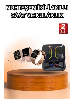 ÇOK SATAN Wireless Şarjlı Akıllı Saat ve Dijital Göstergeli Kablosuz Bluetooth Kulaklık Nabız Ölçer