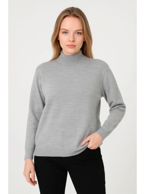 Yarım Boğaz Triko Kazak  at Regular kalıp - Gri