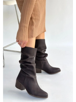 Yior Kahverengi Nubuk Topuklu Bot