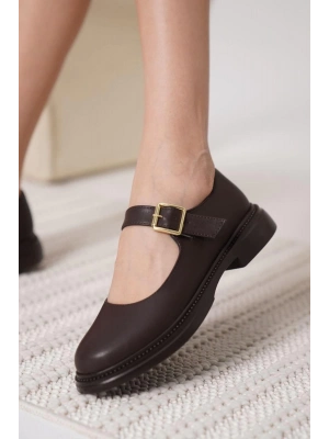 Yokox Kahverengi Cilt Oxford Ayakkabı