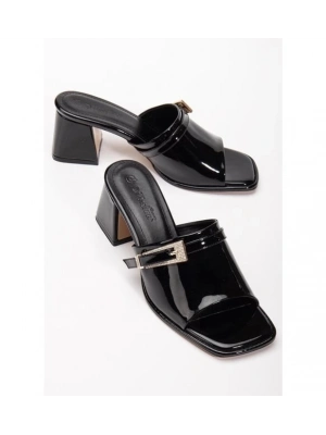 Ziva Siyah Rugan Topuklu Terlik