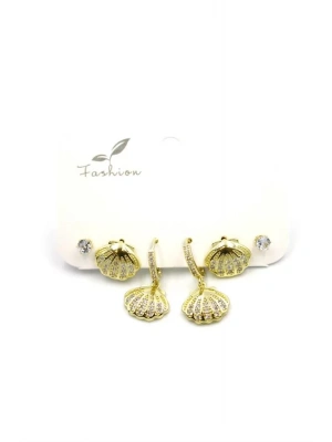 Çoklu Deniz Kabuğu Küpe - Altın