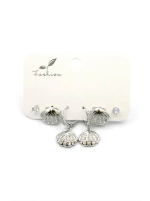 Çoklu Deniz Kabuğu Küpe - Gümüş