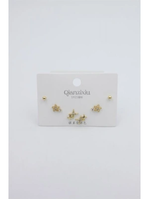 Çoklu Set Küpe - Altın