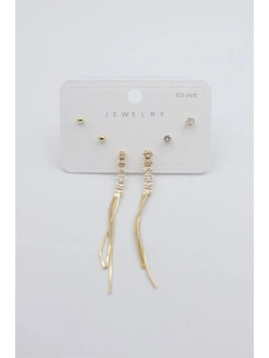 Çoklu Set Küpe - Altın