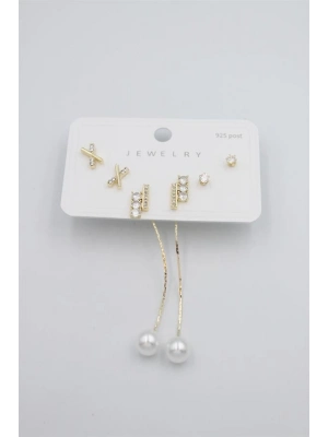 Çoklu Set Küpe - Altın