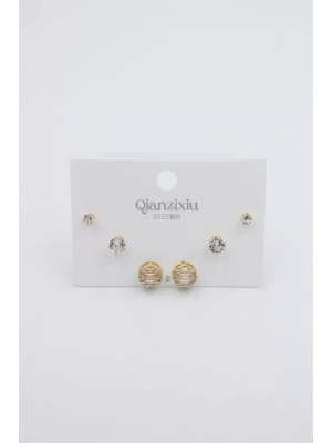 Çoklu Set Küpe - Altın