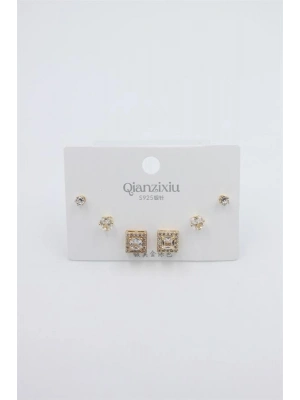 Çoklu Set Küpe - Altın