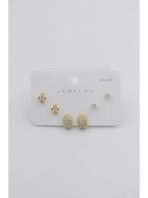 Çoklu Set Küpe - Altın