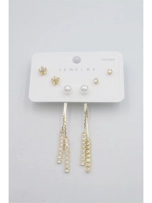 Çoklu Set Küpe - Altın