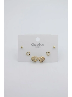 Çoklu Set Küpe - Altın