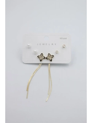 Çoklu Set Küpe - Altın