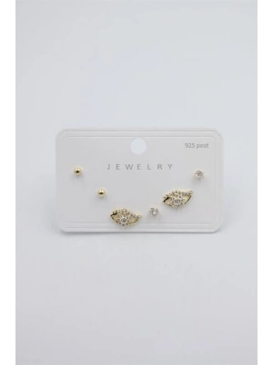 Çoklu Set Küpe - Altın