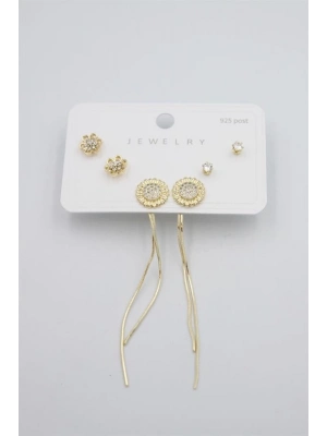 Çoklu Set Küpe - Altın