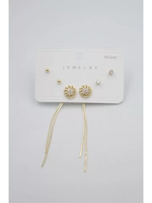 Çoklu Set Küpe - Altın