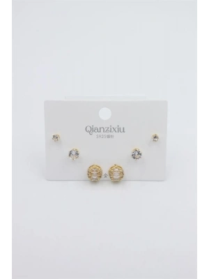 Çoklu Set Küpe - Altın