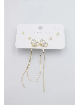 Çoklu Set Küpe - Altın